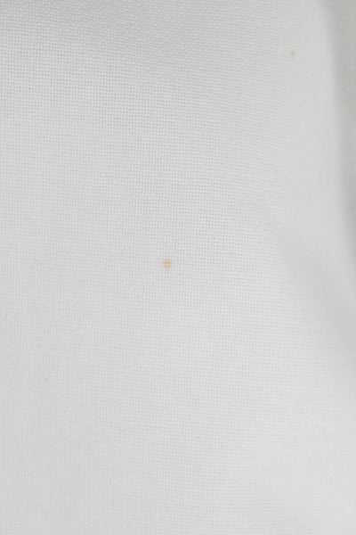 Van Laack Women Button-Up Blouse White Cotton Mock Neck Longsleeve Size 40