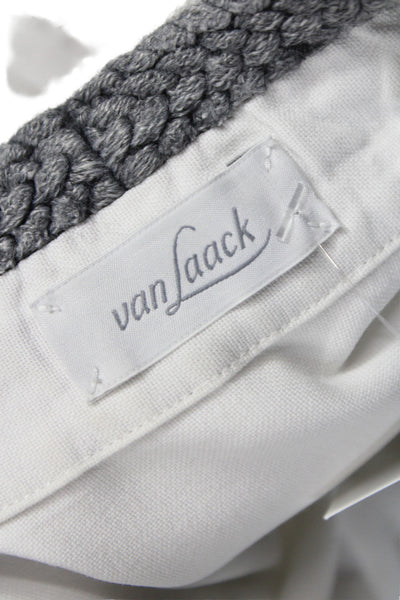 Van Laack Women Button-Up Blouse White Cotton Mock Neck Longsleeve Size 40