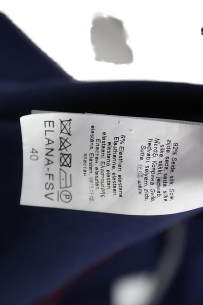 Van Laack Womens Silk V-Neck Long Sleeve Blouse Solid Blue Size 40