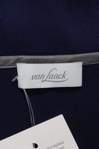 Van Laack Womens Silk V-Neck Long Sleeve Blouse Solid Blue Size 40