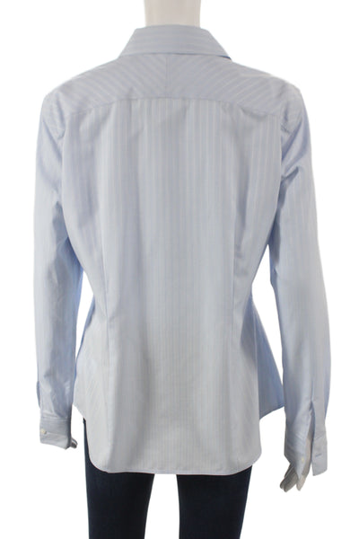 Brooks Brothers Women Striped Cotton Collared Button-Up Long Sleeve Size 10