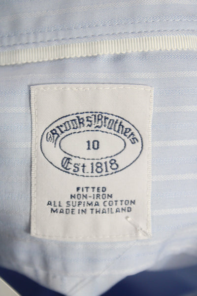 Brooks Brothers Women Striped Cotton Collared Button-Up Long Sleeve Size 10