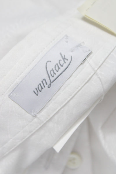 Van Laack Women Basic White Collared Cotton Button-Up Long Sleeve Top Size 40