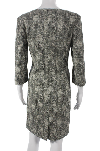 MM. La Fleur Women Sheath Dress Gray Boat Neck 3/4 Sleeve Knee Zip Size 12