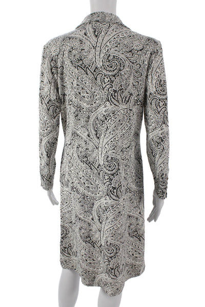 J. Mclaughlin Women Shirt Dress Black Paisley Long Sleeve Button Size M