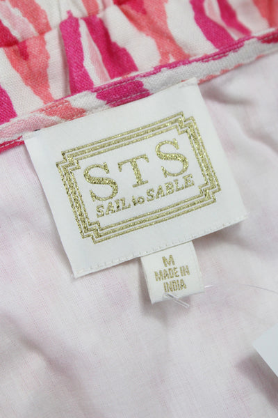STS Sail To Sable Womens Maxi Dress Pink Linen VNeck Short Sleeve Size M