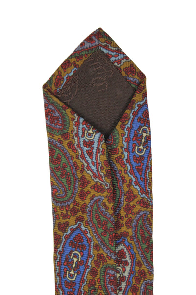 Gucci Mens Silk Paisley Print Classic Tie Brown
