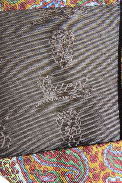 Gucci Mens Silk Paisley Print Classic Tie Brown