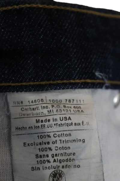 Carhartt Mens Straight Leg Blue Jeans Button Fly 100% Cotton Size 30