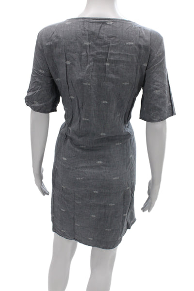 Eileen Fisher Women Shift Dress Gray Boat Neck Short Sleeve Size L