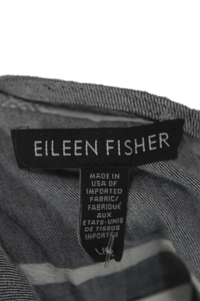 Eileen Fisher Women Shift Dress Gray Boat Neck Short Sleeve Size L