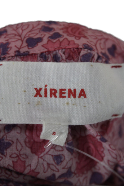 Xirena Womens Pink Floral V-Neck Maxi Dress Long Sleeve Cotton Size S