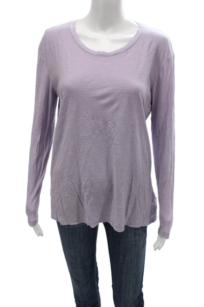 Standard James Perse Womens Basic T-Shirt Purple Scoop Neck Long Sleeve Size 1