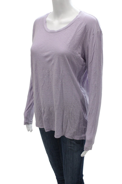 Standard James Perse Womens Basic T-Shirt Purple Scoop Neck Long Sleeve Size 1