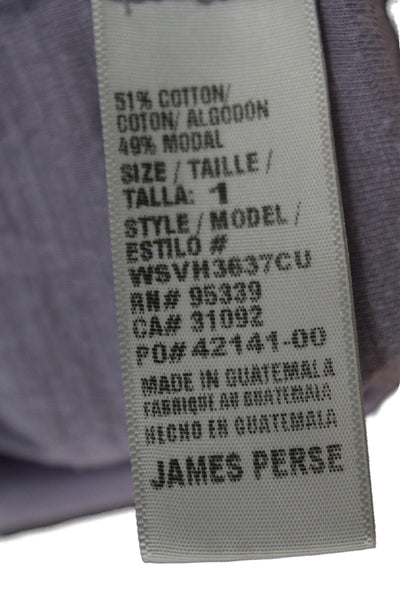 Standard James Perse Womens Basic T-Shirt Purple Scoop Neck Long Sleeve Size 1