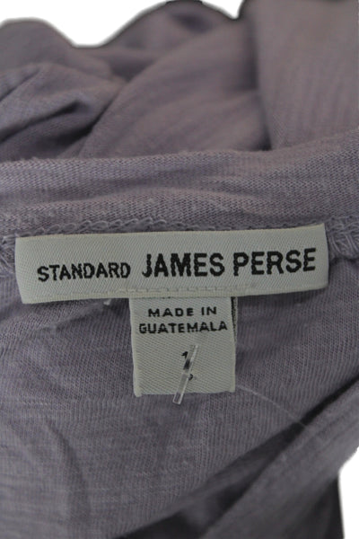 Standard James Perse Womens Basic T-Shirt Purple Scoop Neck Long Sleeve Size 1