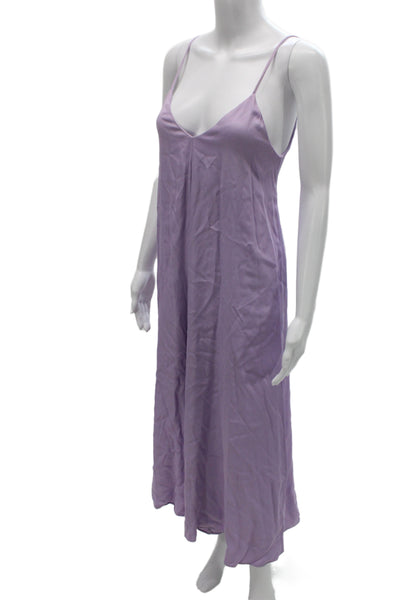 Zara Womens Purple V-Neck Sleeveless Maxi Dress 100% Viscose Size XS
