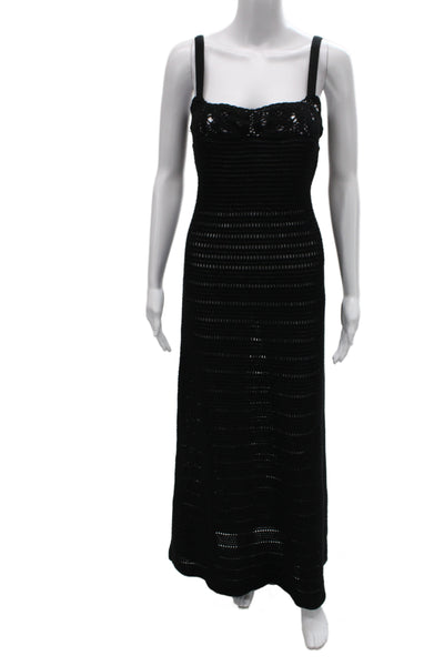 Zara Womens Maxi Boho Sleeveless Square Neck Black Dress Size M