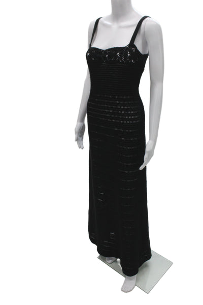 Zara Womens Maxi Boho Sleeveless Square Neck Black Dress Size M
