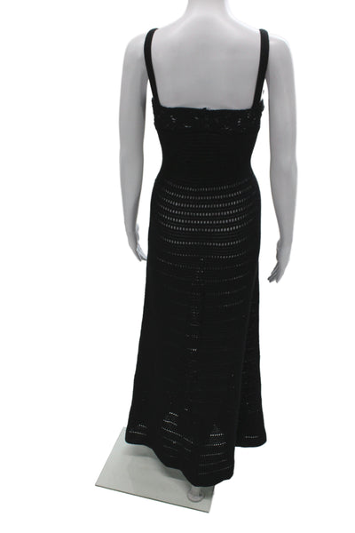 Zara Womens Maxi Boho Sleeveless Square Neck Black Dress Size M