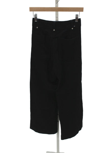 Zara Women Wide-Leg Jeans Black Cotton Button Size 2