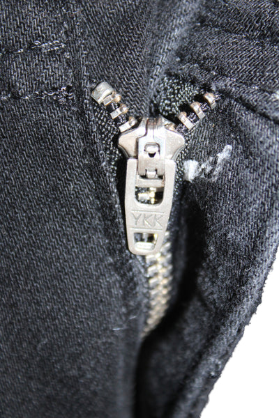 Zara Women Wide-Leg Jeans Black Cotton Button Size 2
