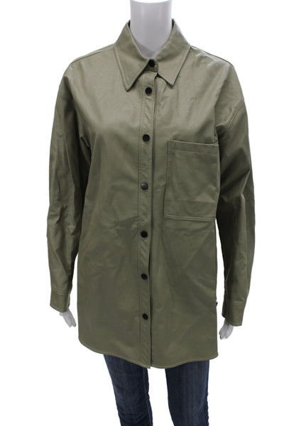 Apparis Womens Basic Jacket Green Button Long Sleeve Minimalist Size XS