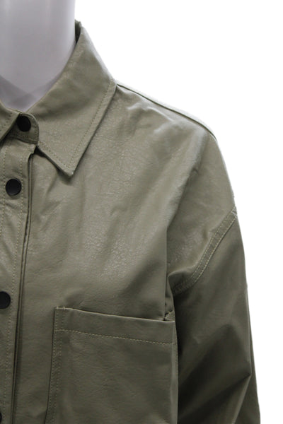 Apparis Womens Basic Jacket Green Button Long Sleeve Minimalist Size XS