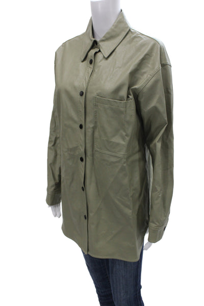 Apparis Womens Basic Jacket Green Button Long Sleeve Minimalist Size XS