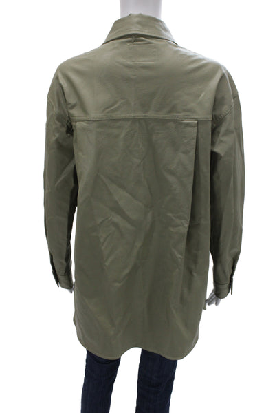 Apparis Womens Basic Jacket Green Button Long Sleeve Minimalist Size XS