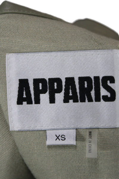 Apparis Womens Basic Jacket Green Button Long Sleeve Minimalist Size XS
