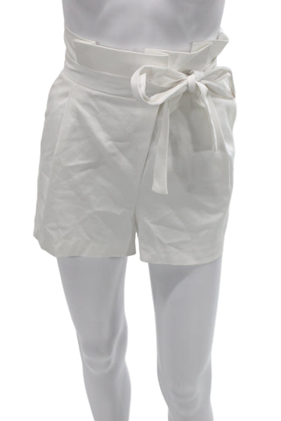 Zara Womens Paperbag Shorts White Tie Waist Size S