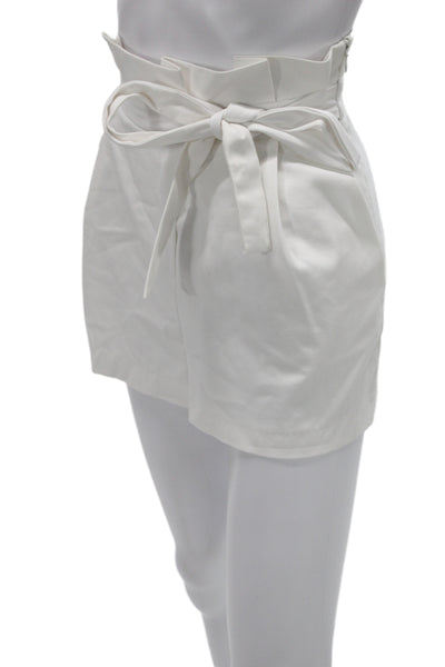 Zara Womens Paperbag Shorts White Tie Waist Size S