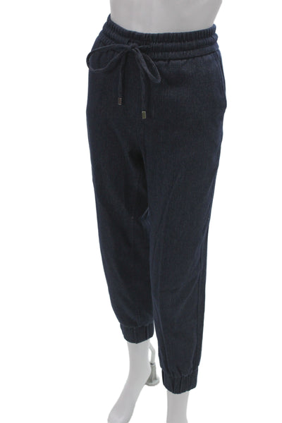 Zara Women Jogger Pants Blue Drawstring Cotton Casual Solid Size S