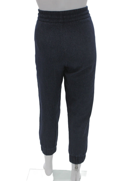 Zara Women Jogger Pants Blue Drawstring Cotton Casual Solid Size S