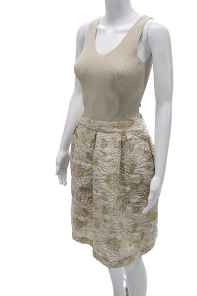 D. Exterior Womens Fit & Flare Dress Beige Sleeveless V-Neck Size S