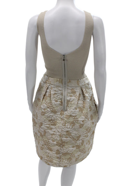 D. Exterior Womens Fit & Flare Dress Beige Sleeveless V-Neck Size S