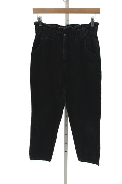 Emory Park Women Paperbag Black Pants Button Waist Size S