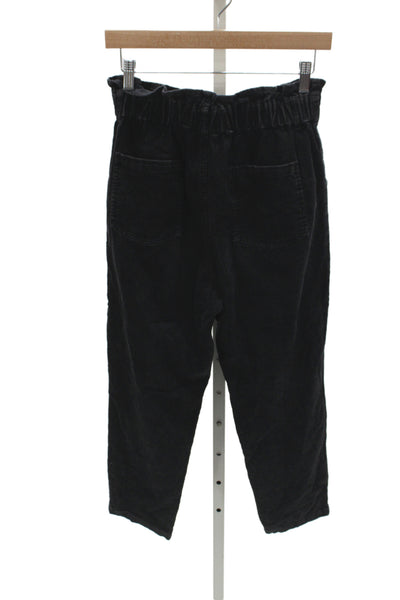 Emory Park Women Paperbag Black Pants Button Waist Size S