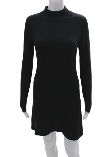 Neiman Marcus Women Black Cashmere Mock Neck Sweater Dress Long Sleeve Size S
