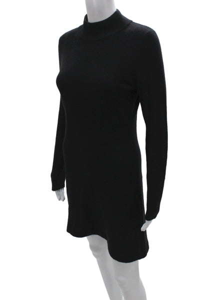 Neiman Marcus Women Black Cashmere Mock Neck Sweater Dress Long Sleeve Size S
