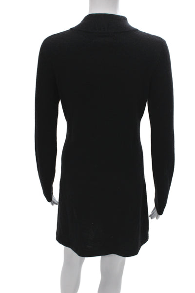 Neiman Marcus Women Black Cashmere Mock Neck Sweater Dress Long Sleeve Size S