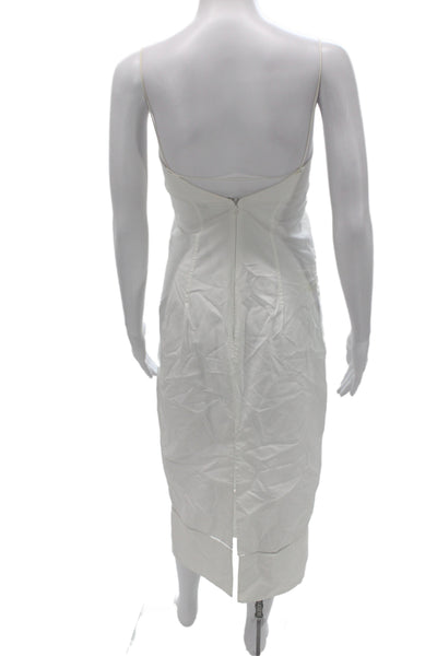 Khaite Women Sheath Dress White Scoop Neck Midi Cotton Sleeveless Size 2