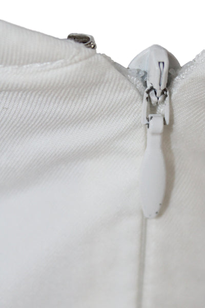 Khaite Women Sheath Dress White Scoop Neck Midi Cotton Sleeveless Size 2