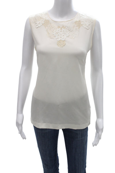 Dolce & Gabbana Womens Ivory Silk Camisole Blouse Sleeveless Tie Size 38