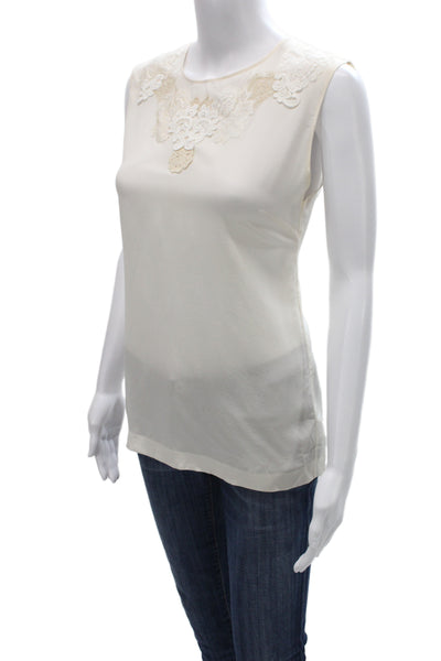 Dolce & Gabbana Womens Ivory Silk Camisole Blouse Sleeveless Tie Size 38