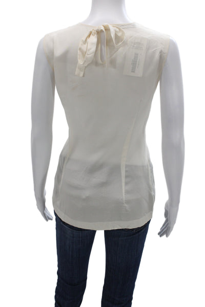 Dolce & Gabbana Womens Ivory Silk Camisole Blouse Sleeveless Tie Size 38