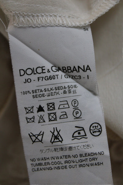 Dolce & Gabbana Womens Ivory Silk Camisole Blouse Sleeveless Tie Size 38