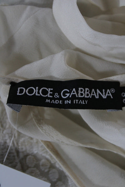 Dolce & Gabbana Womens Ivory Silk Camisole Blouse Sleeveless Tie Size 38