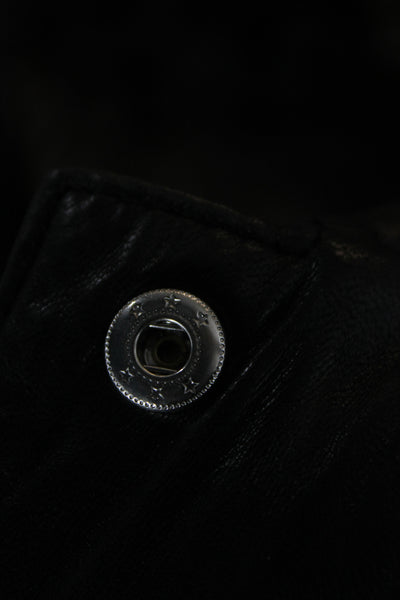 Dolce & Gabbana Womens Military Leather Jacket Black Button Long Sleeve Size 38